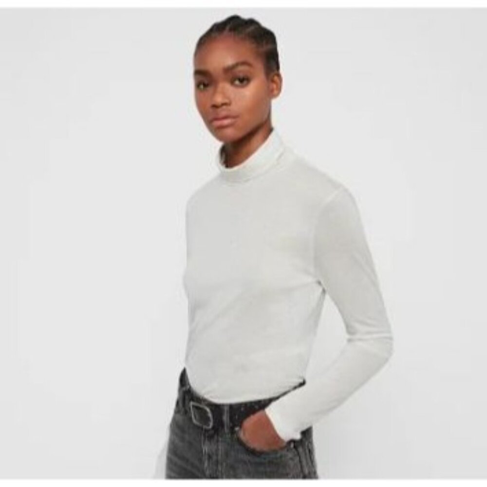 AllSaints US Women's Size S Esme Gem Roll Neck Long Sleeve Shirt Bodycon